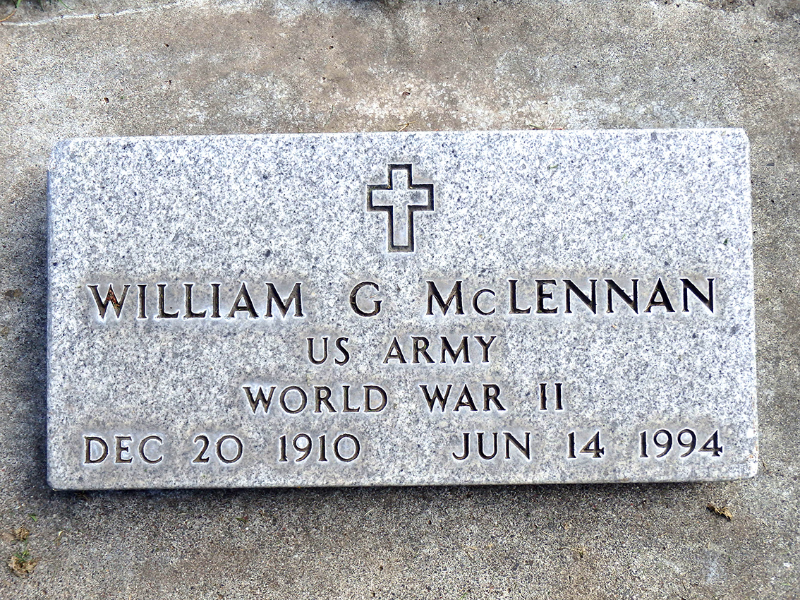 Photo of headstones/William G McLennan 1910-1994 hdstn Lewiston Normal Hill cem Idaho
